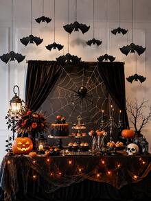 8/24pcs Black Bat Hanging Decorations, 2 Sizes, With Ribbons, Halloween Ceiling And Wall Hanging Bats, Suitable For Indoor Halloween Party, Haunted House Decor And Room Decoration, Porch Decor Hanging Banners, Halloween Party Bat Decorations - Black - View 6