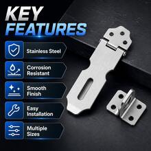 Vintage Stainless Steel Buckle Lock Strap With Lock Hole, Surface Mounted Cabinet Door Lock, Antique Lock Plate, Suitable For Wooden Doors, Main Doors, Drawers - A - View 5