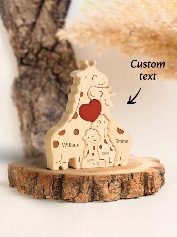 Wooden Bears Famly Puzzle Personglized Christmas Gift, Wooden Cute Bear Puzzle With 2-6 Family Name, Custom Family Member Names Puzle Home Gifts