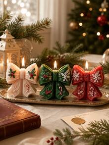 Candy Cane Holly Bow Silicone Mold, Christmas Theme Bow Shape Mold, Flexible And Easy To Remove, Perfect For DIY Holiday Candles, Wedding And Christmas Gift Decorations - Candle Molds - View 4