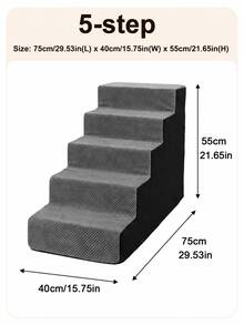 1pc Right Angle Pet Stairs, 3/4/5 Steps High Elasticity Sponge Climbing Ladder Suitable For Elderly And Disabled Pets To Get On Sofa And Bed, Non-Slip And Removable Washable - Multicolor - View 17