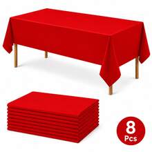 8pcs Disposable Rectangular Solid Color Tablecloth Plastic PEVA Dessert Table Party Decoration Waterproof Oil-Proof Table Cover - Multicolor - View 12