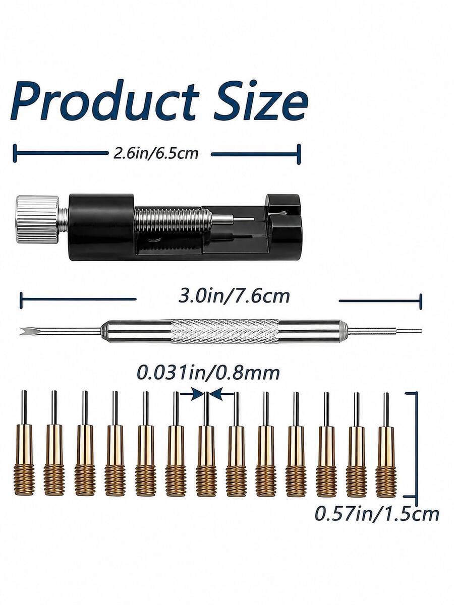 15pcs Watch Band Repair Tool Set, Watch Band Adjustment Tool Set, Watch Band Size Adjustment Tool, Watch Repair Pin Tool, Watch Adjuster, Double-Ended Spring Bar Tool, Compatible With Most Standard Smartwatches, Practical Watch Accessory Set, Great Gift For Watch Enthusiasts, Suitable For Daily Use And Professional Watchmakers
