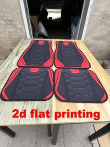 2Dflat 4件組通用尺寸聚酯纖維汽車腳墊套組，全新肌肉印花，非3D，防滑，通用駕駛位置，適用於所有場合 - A - 查看 9