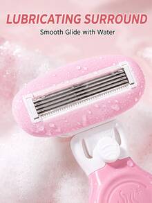 Women's 5-Blade Body Razor, Manual Bikini Shaver, Replaceable Blade Head, Flexible Swinging Blade, Non-Slip Handle, Comes With Travel Storage Box, Dry And Wet Use, Suitable For Legs, Underarms And Bikini Line - Multicolor - View 2