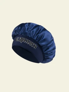 1Pc Women's Navy Satin Sleep Bonnet, 12 Constellation Print Extra Large Night Cap With Wide Elastic Band, Lightweight Silky Hair Care Hat - Dark Blue - View 17