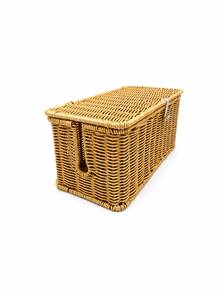 1pc Desktop Power Strip Storage Box, Woven Texture, Nordic Country Style Plastic Material, Suitable For Bedroom, Can Store Power Outlets And Cables, Living Room Decor, Autumn Home Decoration, Room Decoration - Brown - View 13