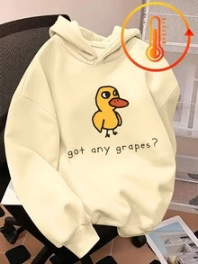 Sudadera con estampado gráfico divertido para niña preadolescente, sudadera con forro térmico cálida y cómoda para otoño/invierno - Albaricoque - Ver 1