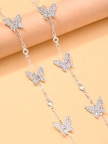 STONEFANS 1pc Rhinestone Butterfly Glasses Chain, European And American Fashion Anti-Loss Anti-Slip Metal Glasses Chain, Women's Accessory - Butterfly - View 5