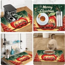 1pc Christmas Themed Dish Drying Mat, Coffee Machine Mat, Absorbent Quick-Drying Stain-Resistant, Suitable For Christmas Dining Table, Kitchen Countertop, Sideboard Countertop, Practical Item For Creating Christmas Holiday Atmosphere, Home Gift, Tabletop Decoration - XYLSD-937 - View 11