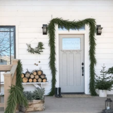 6ft Artificial Christmas Norfolk Pine Garland, High-End Realistic Evergreen Foliage Vine, Faux Pine Needle Hanging Decor, Suitable For Fireplace Mantel, Stairs, Door, Tabletop Centerpiece, Wall, Indoor And Outdoor Holiday Home Decoration - Green - View 4