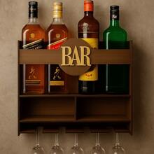 Bar De Parede Rustico Decoração Barzinho em MDF Churrasco Cantinho Retrô - marrom escuro - Visão 5