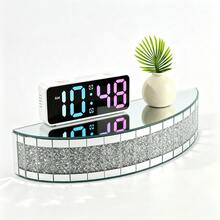Digital LED Alarm Clock With 15 RGB Color Modes, Large Mirror Display Dual Alarms, Adjustable Brightness, Plug-In Desk Clock With Memory Backup, Electronic Clock For Bedroom Office Tabletop Decor - 1PC - View 8