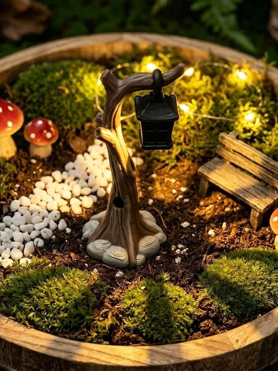 1/4pcs Vintage Distressed Mini Tree Stump Lamp, Soft Warm Light Nightlight, Miniature Scene Decoration Ornament, Retro Weathered Tree Stump Design, Aged Worn Texture, Create Dreamy Cozy Atmosphere - A - View 1