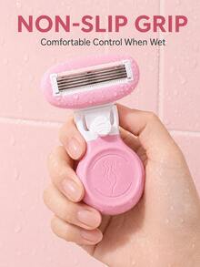 Women's 5-Blade Body Razor, Manual Bikini Shaver, Replaceable Blade Head, Flexible Swinging Blade, Non-Slip Handle, Comes With Travel Storage Box, Dry And Wet Use, Suitable For Legs, Underarms And Bikini Line - Multicolor - View 8