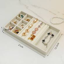Large Capacity Multi-Layer Jewelry Storage Box With Transparent Lid, Divided Tray For Earrings, Rings, Bracelets And Necklaces - Beige - View 4