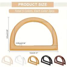 2pcs D-Shaped Plastic Replacement Handles, Suitable For Bags And Handbags - Multi-Functional DIY Craft Materials, Suitable For Beach Bags, Crochet Bags, Tote Bags, Wallet Making, DIY Wallet Making And Straw Bag Making - Multi-color - View 4