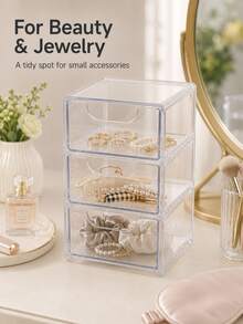 3-Layer Drawer Storage Box For Jewelry, Hair Accessories, Earrings And Small Items, Furniture Office Study Desk Organizer, Jewelry Storage Box, Drawer Cosmetic Organizer, Bedroom Decor Desk Organizer, Home Desk Drawer Storage Box - A - View 8