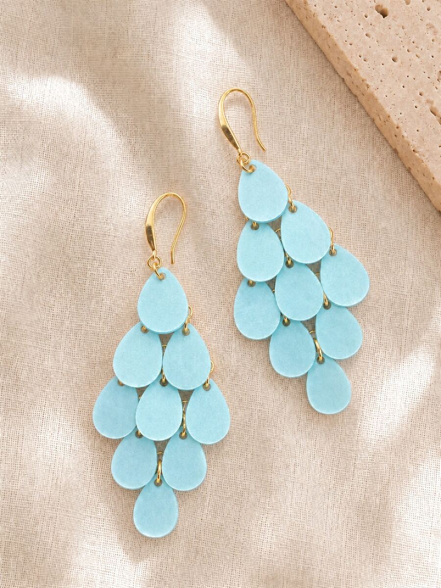 1 Pair Fashion Water Drop Acrylic Tassel Earrings, High-End Beach Vacation Accessory - Baby Blue - View 1