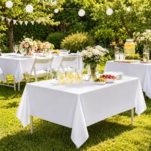 3pcs/12pcs/20pcs White Disposable Tablecloths, Rectangular Plastic PE Waterproof Dining Table Cover, Banquet Birthday Wedding Party Gathering Tablecloth, Tabletop Decoration Supplies - Multicolor - View 4
