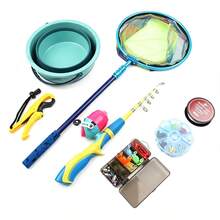 Complete Fishing Kit With Telescopic Fishing Rod And Closed Face Reel, Portable Fishing Gear Set With Fishing Line, Lures, Hooks, Net, Bucket And Accessories, Gift Box Outdoor Fishing Starter Set - Yellow - View 13