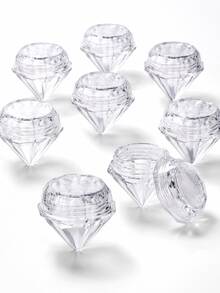 10pcs Transparent Diamond-Shaped Mini Cosmetic Sample Jars With Screw Caps, Suitable For Nail Art, Rhinestones, Sequins And Other Decorative Items Storage, As Well As DIY Crafts And Organization - Clear - View 1