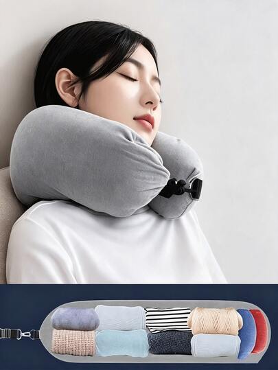 Fillable Clothing Travel Pillow, Multiple Colors Available, Can Be Used As Storage Travel Pillow, Soft Plush, U-Shaped Neck Pillow, Travel Essential, Vacation Essential, Camping Essential, Camping Pillow