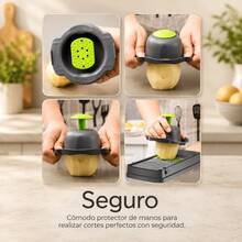 HuaTang Cortador de Verduras 12 en 1, Picador de Verduras con 8 Cuchillas de Acero Inoxidable, Cesta Coladora para Frutas y Verduras, Cortador de Mandolina para Cocina, Uso del Hogar y Profesional - Verde - Ver 4
