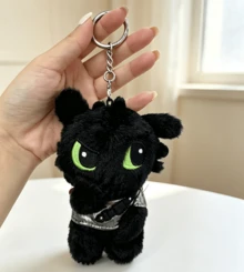Miniso Toothless Plush Keychain, Cute Night Fury Stuffed Pendant, Backpack Decor Gift - Black - View 2