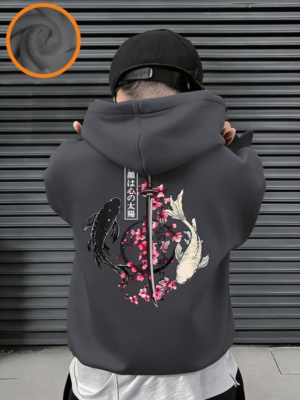Tween Boy Fun Graphic Print Pullover Sweatshirt, Warm & Comfortable Thermal Lined Pullover Sweatshirt For Autumn/Winter