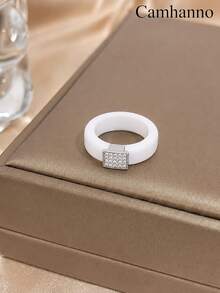 Camhanno 1pc Four Color Optional Soft Silicone Metal Square Brand Ring For Daily Wear, Comfortable And Elegant Ring That Does Not Restrict The Hand - Silver - View 17