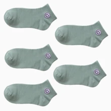 5 Pairs Women Smiling Face Embroidery Ankle Socks, Soft Cotton Breathable Cute Multicolor Casual Daily Socks Multi‑Pack - Multicolor - View 10