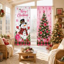 2 Pieces Are Installed Using Pocket Rod Method. They Feature A Pink Snowman Christmas Tree Pattern And Are Made Of Digital Printed Fabric. They Are Suitable For Living Room, Closet, Bedroom, Study, Dining Room And Home Decoration. - Multicolor - View 9