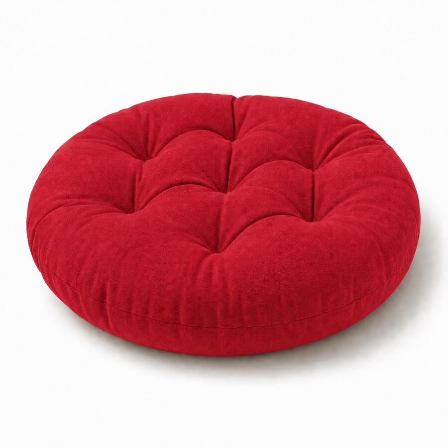 1 Piece Thick Fiber-Filled Round Seat Cushion - Merah - View 1
