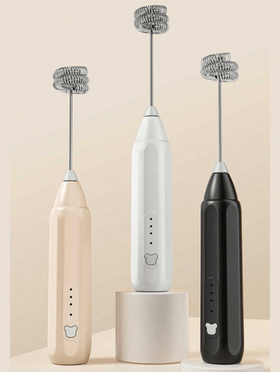 1pc Electric Milk Frother, Handheld Milk Frother, Home Mini Milk Frother, Milk Mixer, Wireless Milk Frother, Milk Frothing Wand, USB Rechargeable, One-Touch Operation, Quickly Create Fine Milk Foam, Cold And Hot Milk Foam Compatible, Barista Quality, Detachable Stirring Head Easy To Clean, 304 Stainless Steel Stirring Head, ABS Body, Mini Lightweight Portable, Home, Office, Coffee Lovers, Latte Cappuccino, Camping Travel
