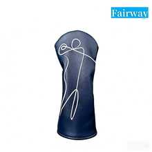 Pelindung Kepala Stik Golf Bordir Potret Garis Minimalis, Bahan PU Tahan Gores dan Tahan Lama, Pelindung Kepala Stik Golf Premium yang Sederhana - Navy Blue - View 4