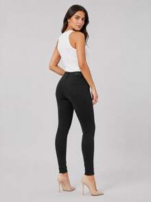 Women's Skinny Jeans - 黑色 - 查看 6