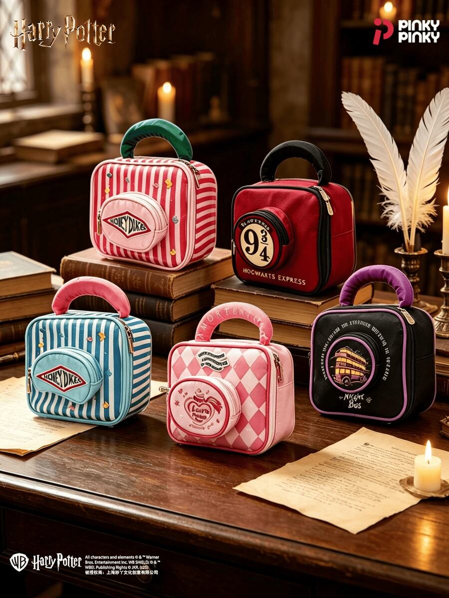 Harry Potter Girl's Makeup Bag Platform Storage Bag Retro Preppy Handbag Cosmetic For Back-To-School , Halloween Christmas Collectibles Gifts - Multicolor - View 1