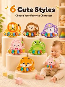 6pcs Animal Piano Musical Toys, Baby Early Education Sensory Toys, Multi-Function Mini Piano, Cartoon Music Box With Multiple Sound Effects, Fun Birthday Gift For Boys And Girls - Multicolor - View 2