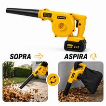 Soprador e Aspirador de Folhas Sem Fio 21V 2 Baterias Recarregável BOMVINK BOM-9709 - Amarelo - Visão 5