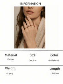 3pcs Gold/Silver Stackable Ring Set For Women Chunky Statements Rings Ajustable Bold Thick Rings Open Dome Ring Minimalist Simple Rings - Multicolor - View 9