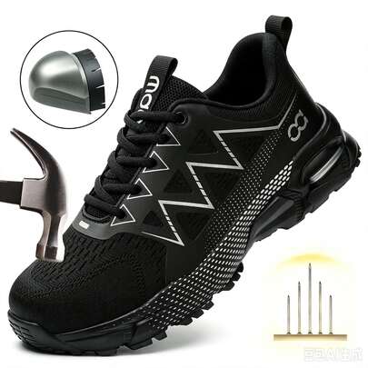 Men's Work Shoes Anti-Crush Steel Toe Shoes Outdoor Sports Shoes Breathable Low-Top Hiking Shoes Industrial Construction Men's Shoes Outdoor Hiking Shoes Spring Summer Autumn Winter