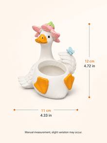 Cute Duck & Goose Shaped Planter, Animal Design Succulent Cactus Pot, Decorative Rustic Style Plant Container, Indoor Outdoor Garden Patio Balcony Windowsill Bookshelf Desk Decor, Gift For Plant Lovers - Big Goose Flower Pot - View 11