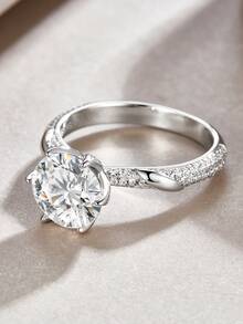 1 Stück Stück atemberaubender Damenring aus 925er Sterlingsilber mit 3ct Moissanit, perfektes Geschenk für Hochzeit, Verlobung, Jahrestag, Valentinstag, Geburtstag und Halloween - Silber - Übersicht 6