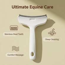 Horse Grooming Brush + Horse Toothbrush Finger Sleeve, Suitable For Horses And Ponies, Heavy Duty Winter Fur Cleaning Tool, With Ergonomic Handle, Professional Stable Grooming Comb, Suitable For Livestock, Equestrian Equipment Dehairing Brush Horse Supplies Horse Cat Dog Dog Supplies Cat Supplies Pet Horse Supplies - Multicolor - View 2