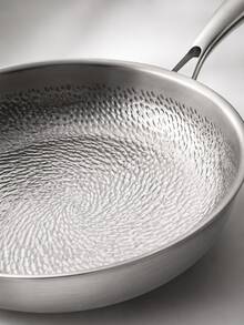 1 buah Wajan Stainless Steel Bertekstur, Gagang Panjang Warna Perak Elegan, Dasar Datar, Cocok untuk Menggoreng Steak, Telur, Memasak Makanan Laut, Ayam dan Sayuran, Panci Multifungsi, Peralatan Masak Dapur Modern, Cocok untuk Makanan Sehari-hari dan Makan Keluarga, Panci Masak - View 6
