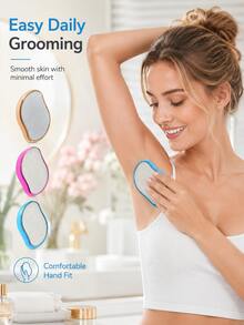 Crystal Hair Remover, Reusable Exfoliating Hair Removal Device, Manual Hair Removal Tool For Arms, Legs And Back, Compact And Portable Beauty Tool, Suitable For Women And Men, Home, Travel, Daily Personal Care, Holiday Gift - Multicolor - View 2