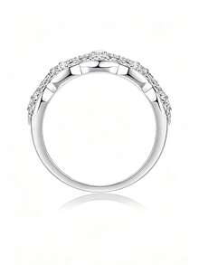 1pc Charming Women's 925 Sterling Silver Moissanite Ring, Suitable For Wedding, Proposal, Anniversary Celebration And Valentine's Day Gift - Silver - View 8