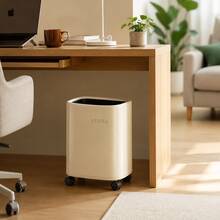 1PC Luxury Rolling Trash Can With Wheels, Double‑Layer Large Capacity Premium Waste Bin, Smooth Easy‑To‑Clean Body, Movable Garbage Bin For Kitchen, Bathroom, Home Living Room - Used Green - View 11