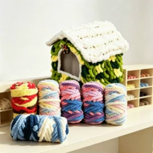 CLSUPER 2 Packs Chunky Chenille Yarn Set, 2*250g (Total 18oz), Super Soft Plush Jumbo Yarn For Arm Knitting, DIY Blankets, Pet Bed, Pillow, Stuffed Animals, Crochet Projects, Washable, Beginner - Multicolor - View 12